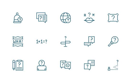 15 Icons for Question Mark in Regular Line Format Simplified Icon Pack for Visual Tools vector