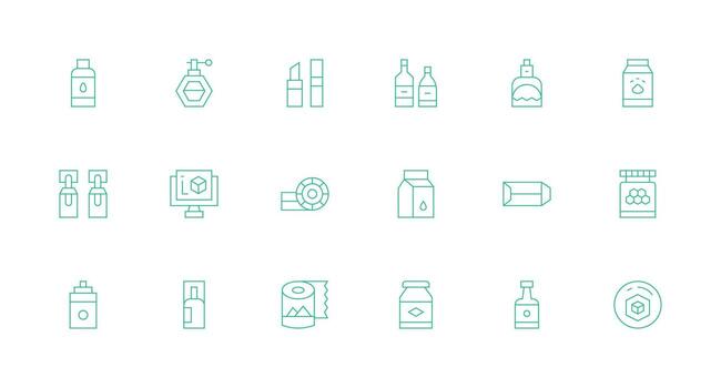 18 íconos para producto diseño en mínimo línea formato agudo íconos para presentaciones vector