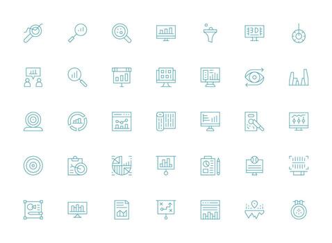 35 Light Line Designs for Visualization Icons Neatly Designed Icons for Web Platforms vector