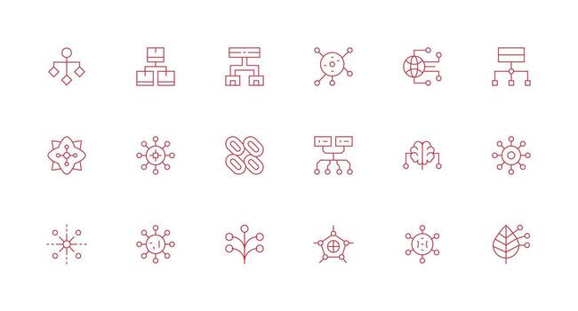 Dataflow Icon Set with 18 Minimal Line Graphics Modern Line and Glyph Icon Series vector