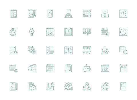 Light Line Style Task Icons with 35 Vectors Icon Set for Web