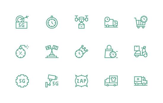 Fast Visual Pack containing 15 Regular Line Icons Reusable Icon Set vector