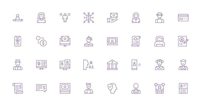 Account Icon Set with 32 Thin Line Graphics Clean Set for Layout Prototypes vector