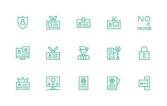 15 autorización íconos en regular línea estético flexible icono sistema para web interfaces vector