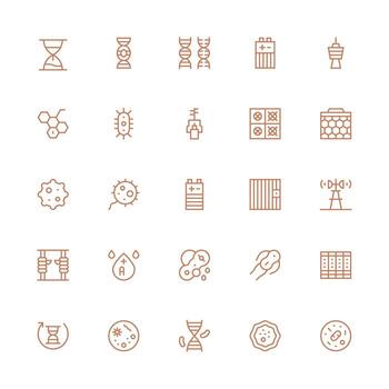 célula conjunto con 25 medio carrera contorno íconos equilibrado icono conjunto para funcional diseño vector