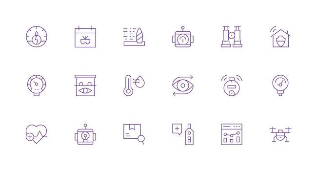 mínimo línea íconos desde supervisión conjunto con 18 vectores ordenado icono conjunto