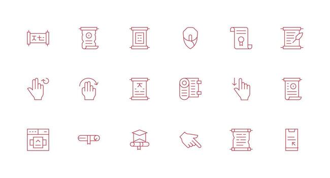 Minimal Line Style Scroll Icons with 18 Vectors Organized Icon Pack for Quick Access