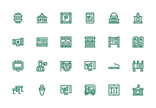 Thick Line Line Icons from Public Set with 24 Vectors Icons Built for Visual Consistency Pack