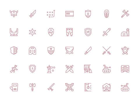 Light Line Style Defense Icons with 35 Vectors Scalable Icons for Cross-Platform Interfaces