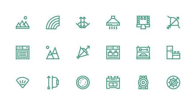 Range including 18 Strong Stroke Line Illustrations Clear and Concise Icon Set Collection vector