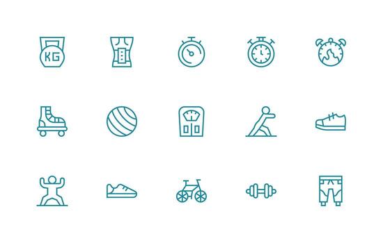 ejercicio incluso 15 regular línea ilustraciones ordenado icono conjunto vector