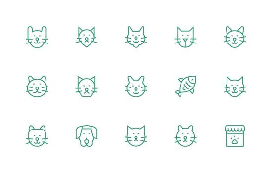 Pet Shop Icon Set with 15 Regular Line Graphics Neatly Designed Icons for Web Platforms vector