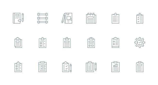 Minimal Line Icons from ToDo List Set with 18 Vectors Printable Icon Collection