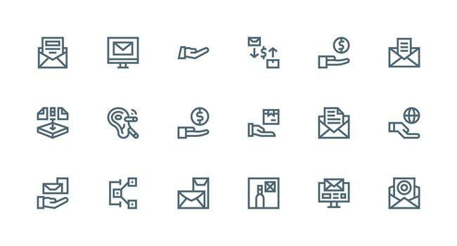 Strong Stroke Line Icons from Receive Set with 18 Vectors Balanced Icon Set for Functional Design
