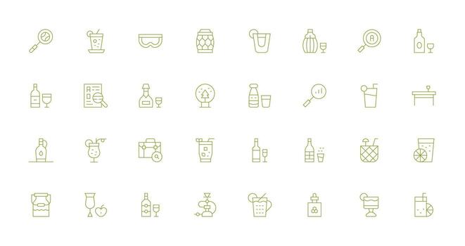 Glass Icon Set with 32 Thin Line Graphics Optimized Icon Pack for Digital Products vector