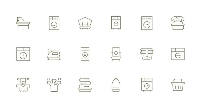 18 Minimal Line Icons for Dryer Graphics User Interface Icons for Digital Products vector