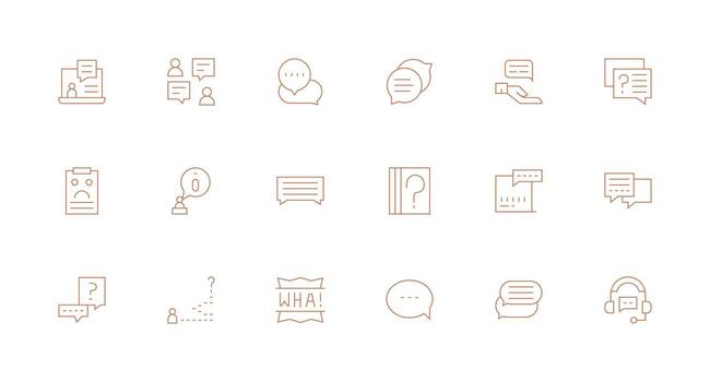 mínimo línea estilo apoyo solicitud íconos con 18 vectores esencial íconos para rápido ui edificio