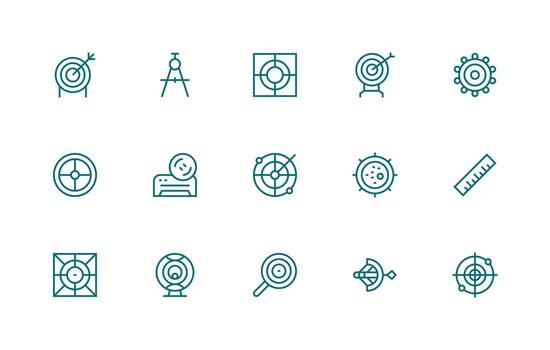 exactitud conjunto con 15 regular línea íconos pulcramente diseñado íconos para web plataformas vector