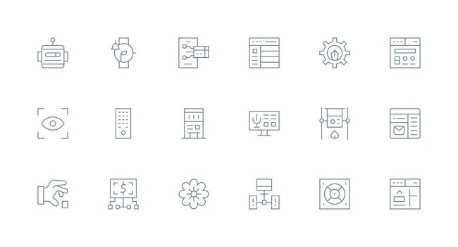 18 Icons for Interface in Minimal Line Format Style Icon Set vector