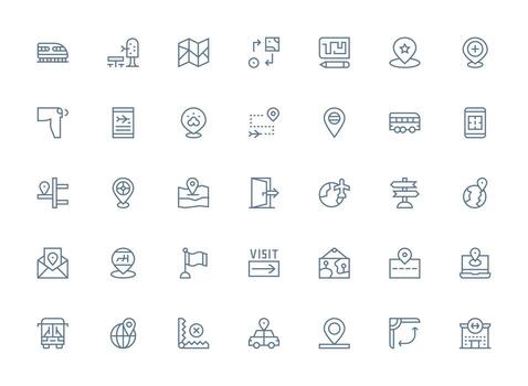 35 regular limpiar línea íconos para ruta gráficos pulcramente diseñado íconos para web plataformas vector