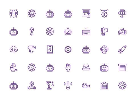 Regular Clean Line Icons from Automation Set with 35 Vectors Complete Icon Set for Mobile Apps