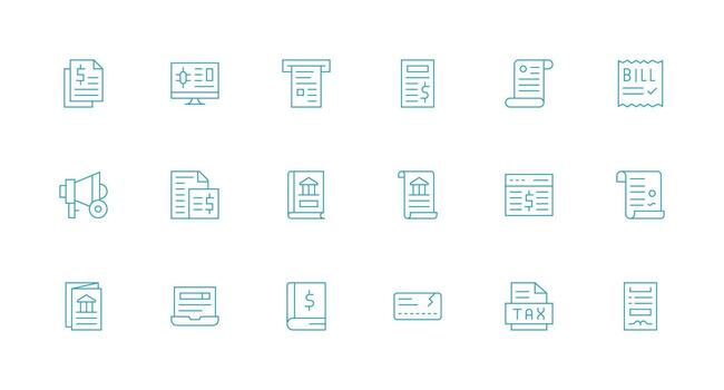 Statement Icon Collection with 18 Minimal Line Designs UI Icon Set vector