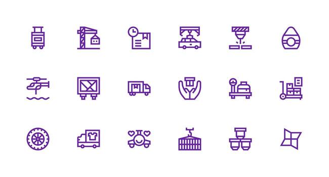 Strong Stroke Line Style Transporting Icons with 18 Vectors High-Resolution Icons for Any Platform