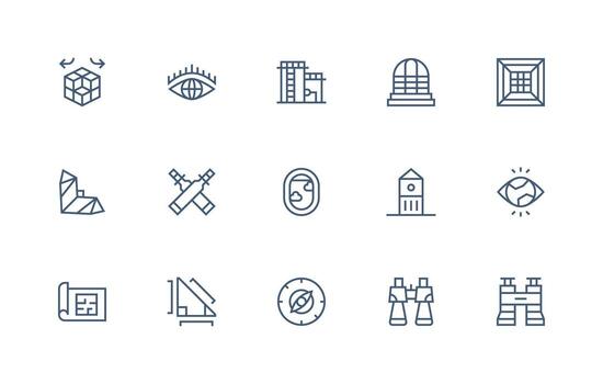 15 Regular Line Icons for Perspective Graphics Lightweight Icon Series vector