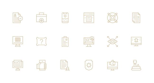 18 mínimo línea vectores para solicitud tema listo para la interfaz de usuario icono colección