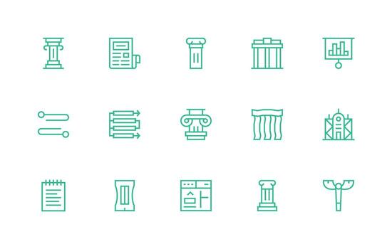 15 Regular Line Designs for Column Icons Scalable Icons for Cross-Platform Interfaces vector