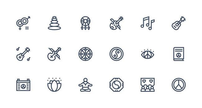 18 Icons for Harmony in Strong Stroke Line Format Web and App Icon Pack Collection vector