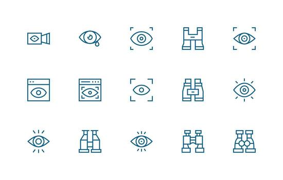 Observe Visual Pack containing 15 Regular Line Icons Scalable Icons for Cross-Platform Interfaces vector