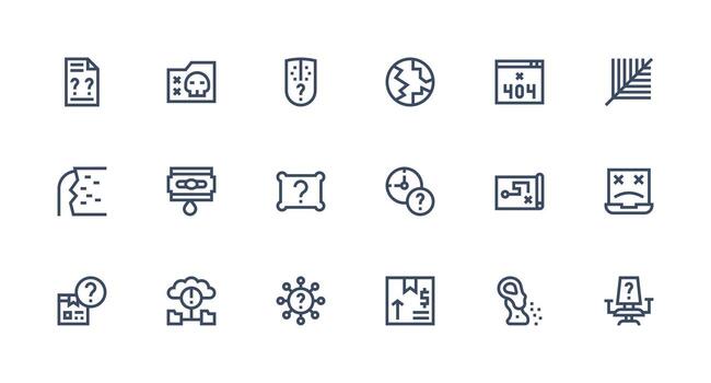 18 íconos para desaparecido en fuerte carrera línea formato agudo íconos para presentaciones vector