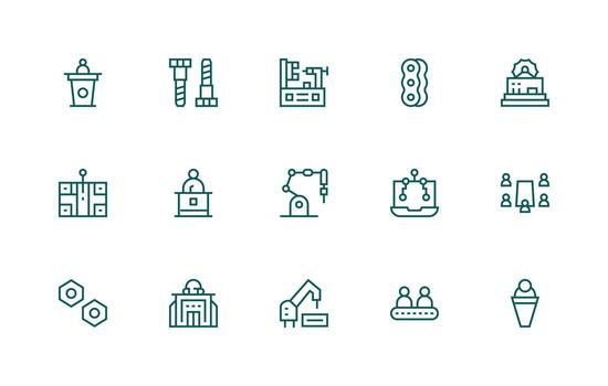 15 Regular Line Style Icons from Assembly Collection UI-Ready Icon Collection vector