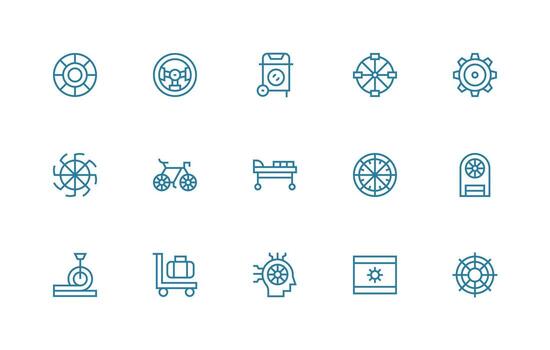 15 Regular Line Vectors for Wheel Theme Essential Icons for Rapid UI Building