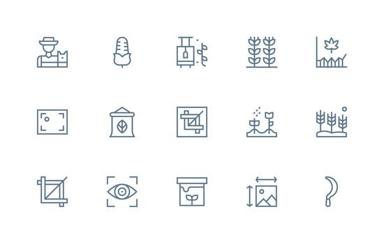 cosecha diseño íconos presentando 15 en regular línea estilo monitor icono paquete vector