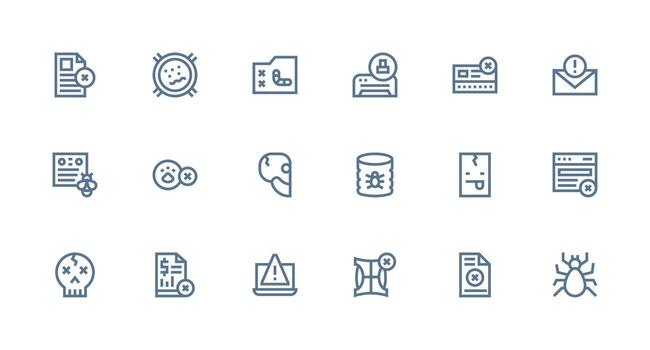 18 fuerte carrera línea estilo íconos desde error mensaje colección icono conjunto para proyectos vector