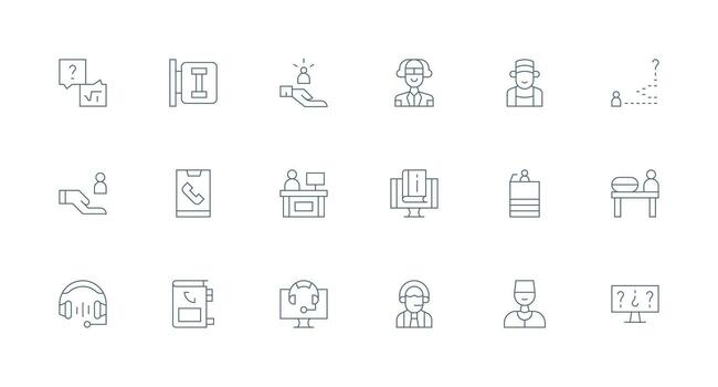 Minimal Line Icons from Help Desk Set with 18 Vectors Flat Icon Set