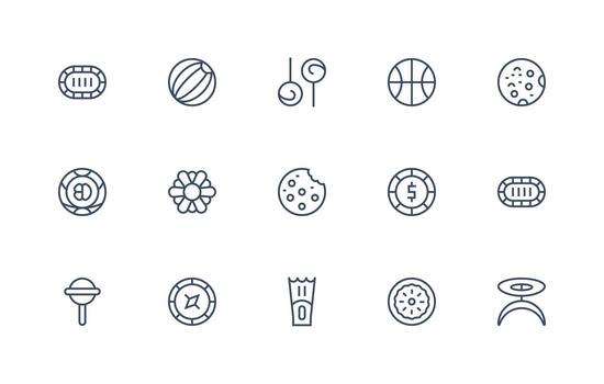 regular línea íconos desde redondo conjunto con 15 vectores íconos construido para visual consistencia paquete