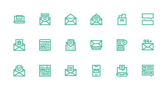 18 fuerte carrera línea diseños para bandeja de entrada íconos esencial íconos para rápido ui edificio vector