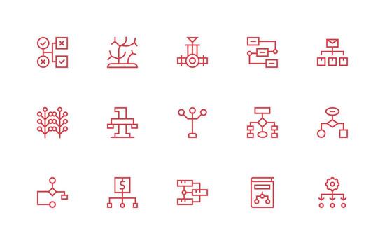 Branching featuring 15 Icons in Regular Line Design Display Icon Pack vector