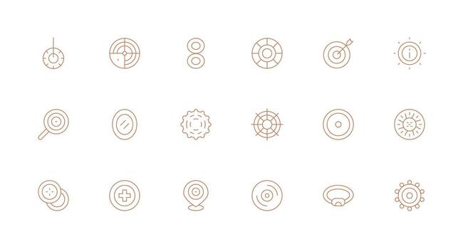 Concentric Design Icons featuring 18 in Minimal Line Style Essential Icons for Rapid UI Building vector