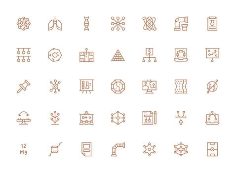 35 Regular Clean Line Style Icons from Diagram Collection Balanced Icon Set for Functional Design vector