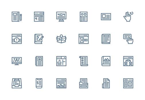 Page Design Icons featuring 24 in Thick Line Line Style High-Resolution Icons for Any Platform vector