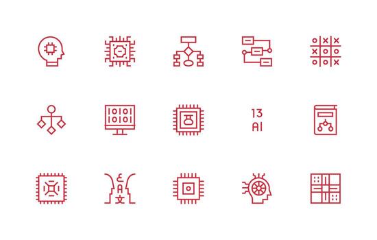 Logic Design Icons featuring 15 in Regular Line Style Minimal Icon Pack vector