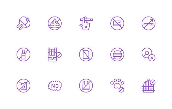 15 Regular Line Designs for Ban Icons Core Icon Collection for Daily Tasks vector