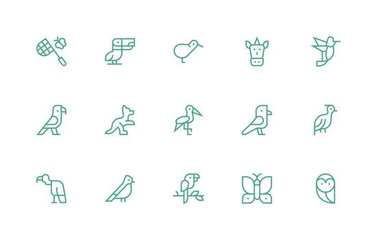 Fauna Design Icons featuring 15 in Regular Line Style Dashboard Icon Series vector