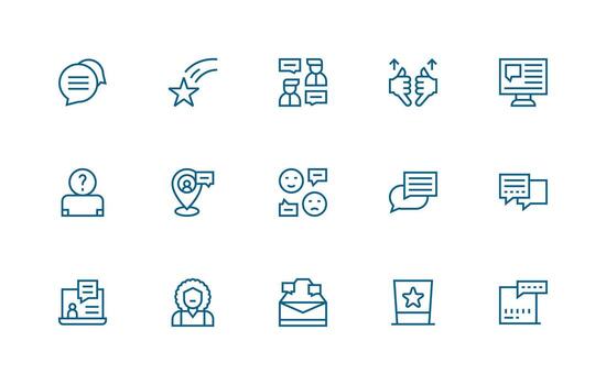 15 regular línea íconos para usuario realimentación gráficos íconos construido para visual consistencia paquete vector