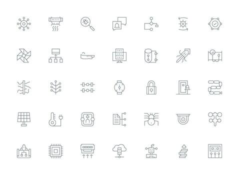 Light Line Icons from System Set with 35 Vectors Organized Pack for Project Assets