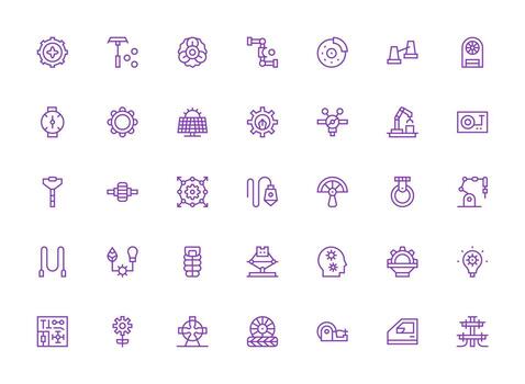 Mechanism Visual Pack containing 35 Regular Clean Line Icons High-Resolution Icons for Any Platform vector